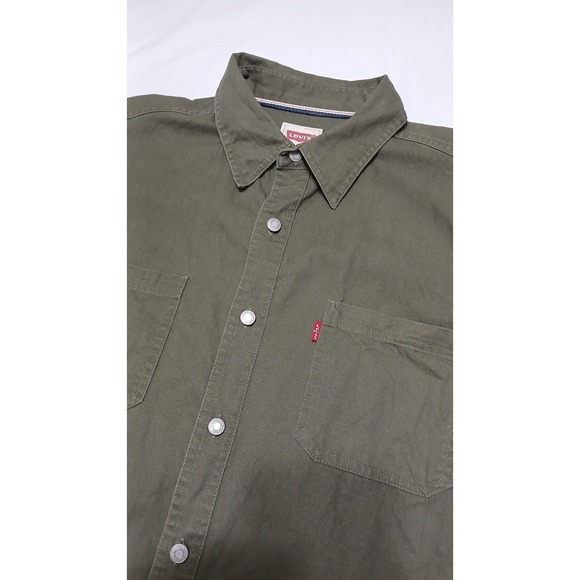 Levis Men's Army Green Denim Regular Fit Long Sleeve Button Shirt Size‎ Large - Picture 1 of 14